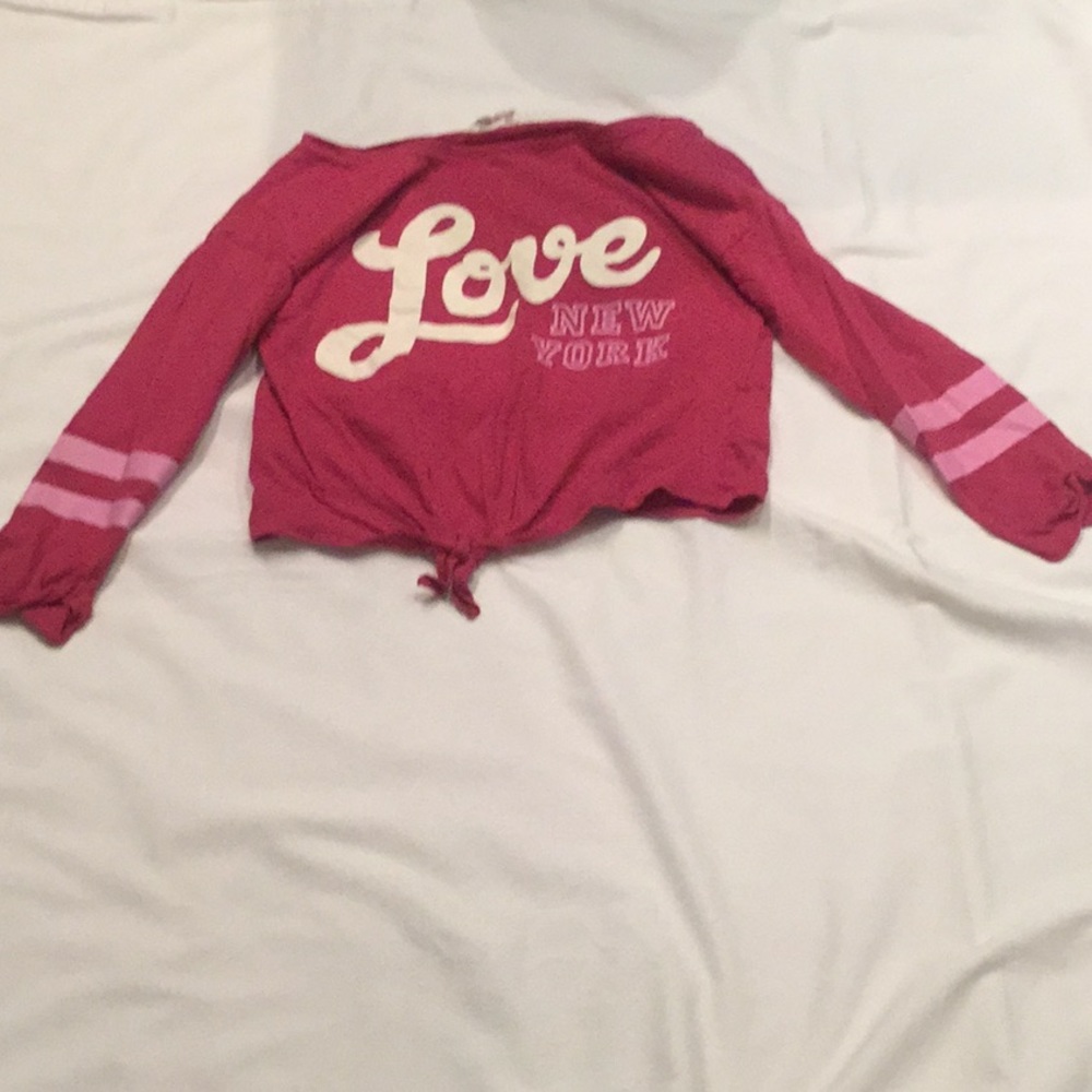 Pink long sleeve crop tee